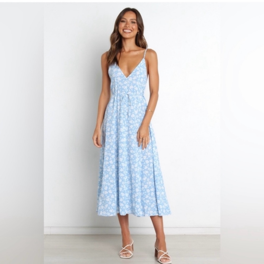 Light Blue Floral Summer Dress